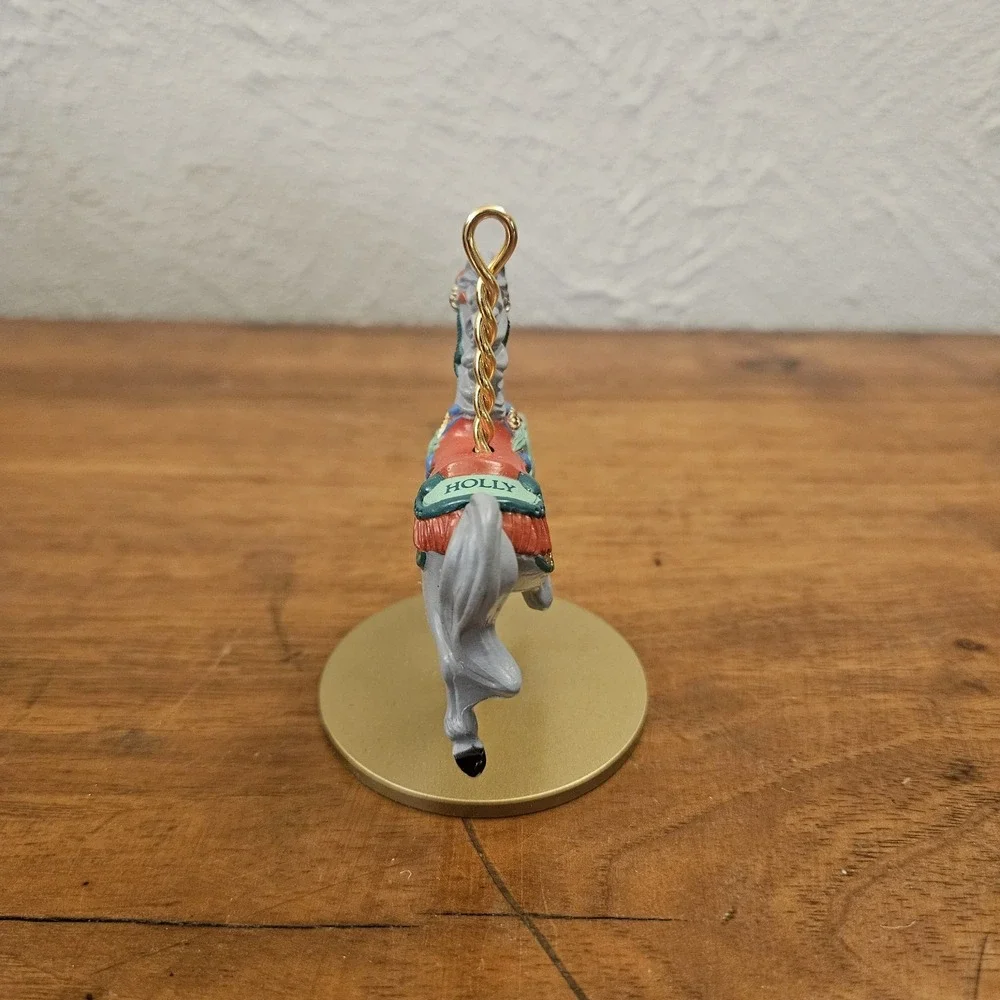 Vintage 1989 Hallmark Christmas Carousel Horse Holly 2nd Ornament In Collection‎